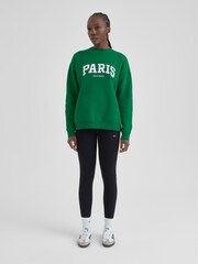 4th & Reckless Green Oversized Otis Boucle Paris Slogan 100% Cotton Sweatshirt - Image 5 of 6