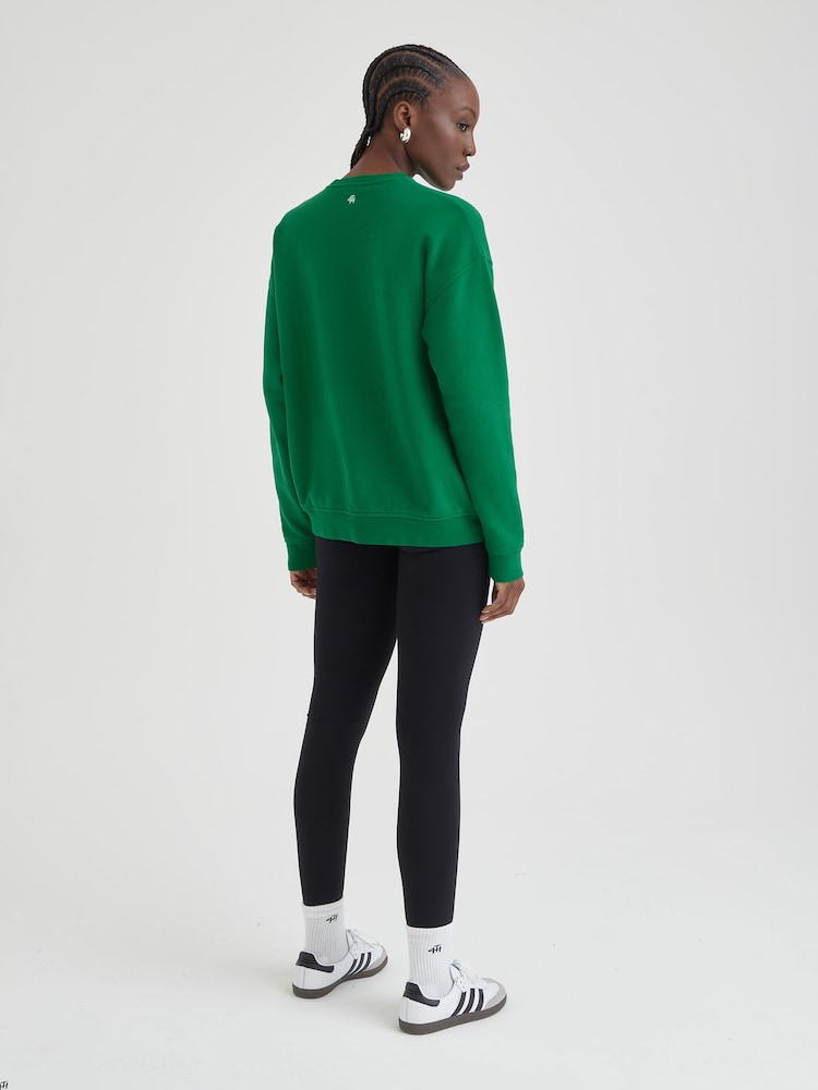 4th & Reckless Green Oversized Otis Boucle Paris Slogan 100% Cotton Sweatshirt - Image 6 of 6