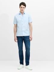 French Connection Cotton Linen Blend Chest Pocket Button Short Sleeve Shirt - Image 2 of 2