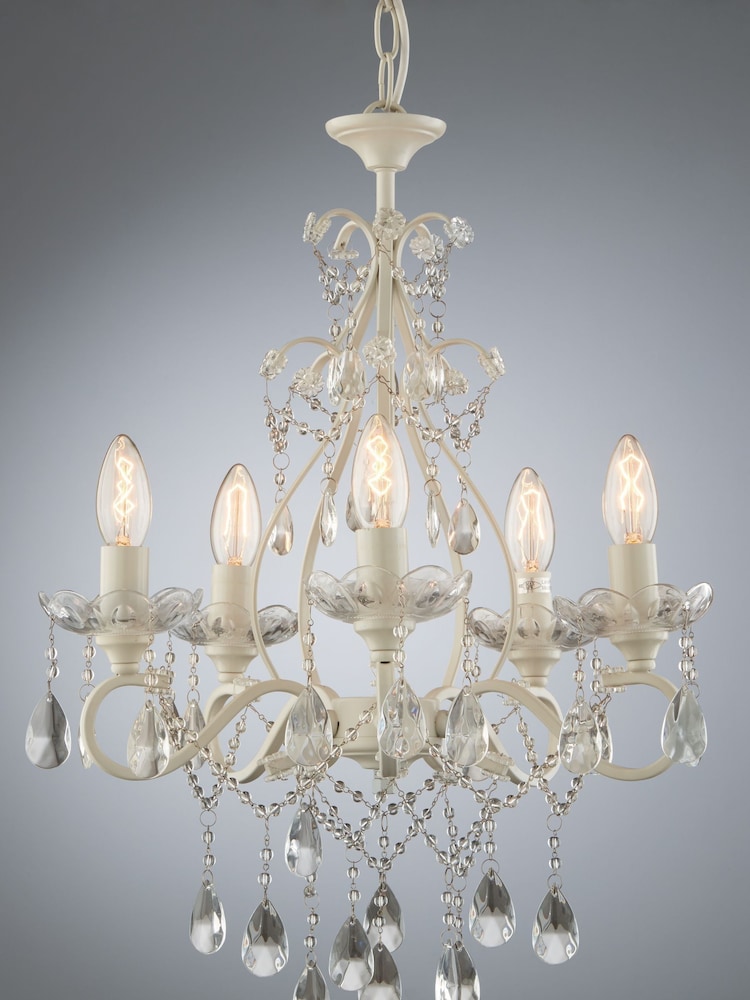 Laura Ashley White Shamley Painted 5 Light Chandelier Ceiling Light - Image 1 of 5