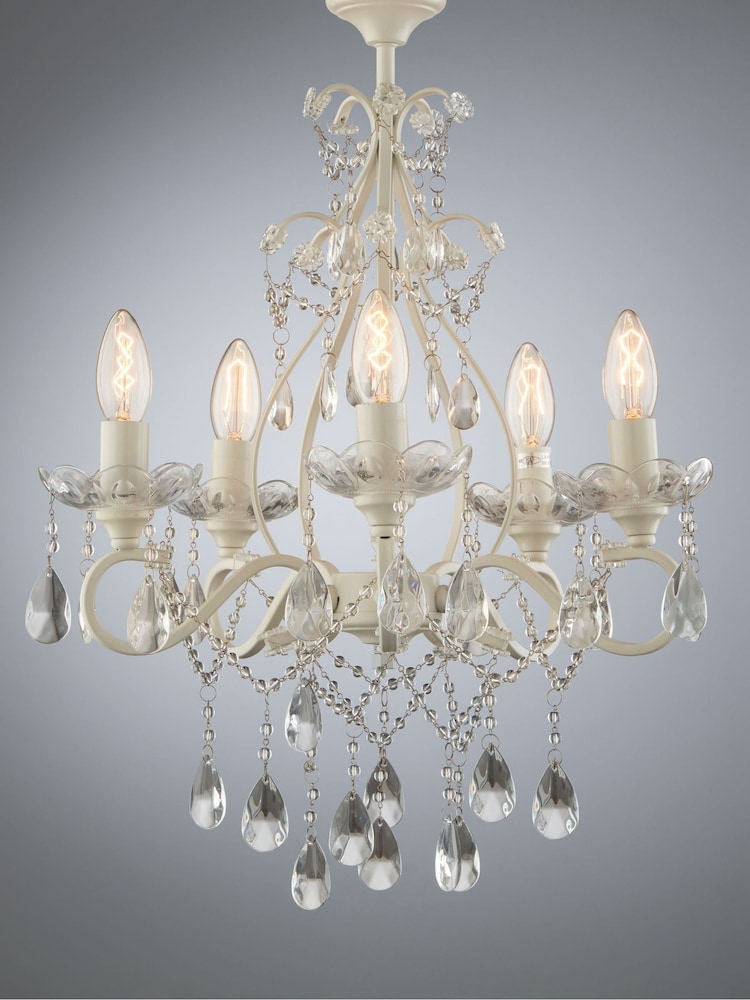 Laura Ashley White Shamley Painted 5 Light Chandelier Ceiling Light - Image 1 of 5 Laura Ashley White Shamley Painted 5 Light Chandelier Ceiling Light - Image 1 of 5