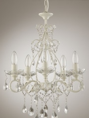 Laura Ashley White Shamley Painted 5 Light Chandelier Ceiling Light - Image 2 of 5