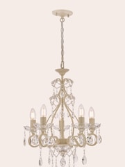 Laura Ashley White Shamley Painted 5 Light Chandelier Ceiling Light - Image 3 of 5