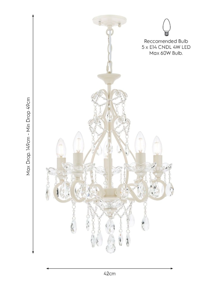 Laura Ashley White Shamley Painted 5 Light Chandelier Ceiling Light - Image 5 of 5 Laura Ashley White Shamley Painted 5 Light Chandelier Ceiling Light - Image 5 of 5