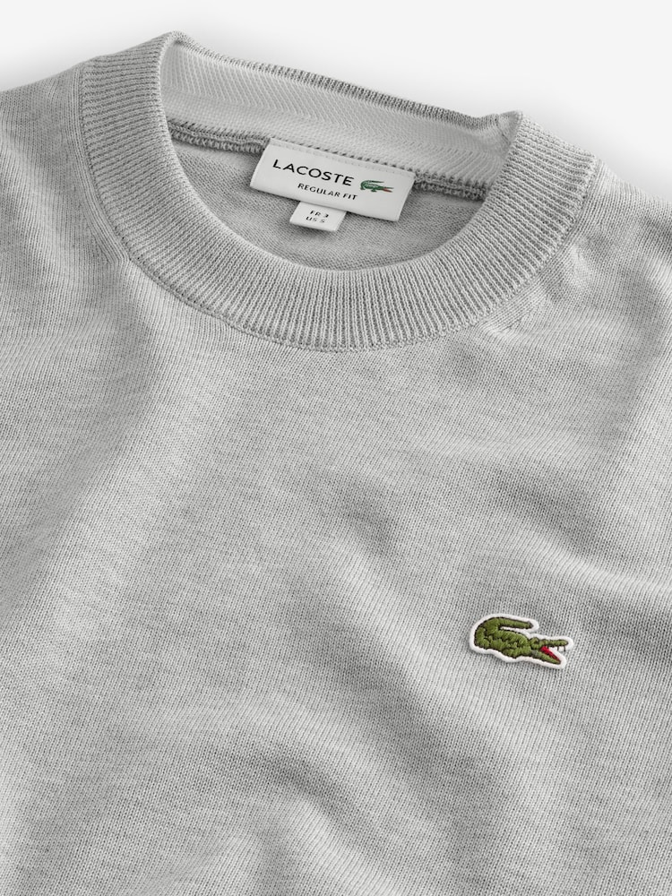 Šedá - Lacoste bavlněný svetr s kulatým výstřihem - Obrázek 7 z 7