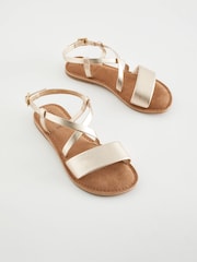 Gold Leather Sandals - Image 1 of 5
