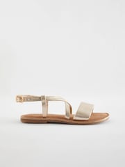 Gold Leather Sandals - Image 2 of 5