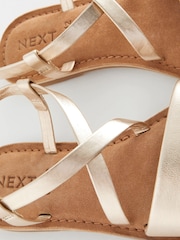 Gold Leather Sandals - Image 3 of 5