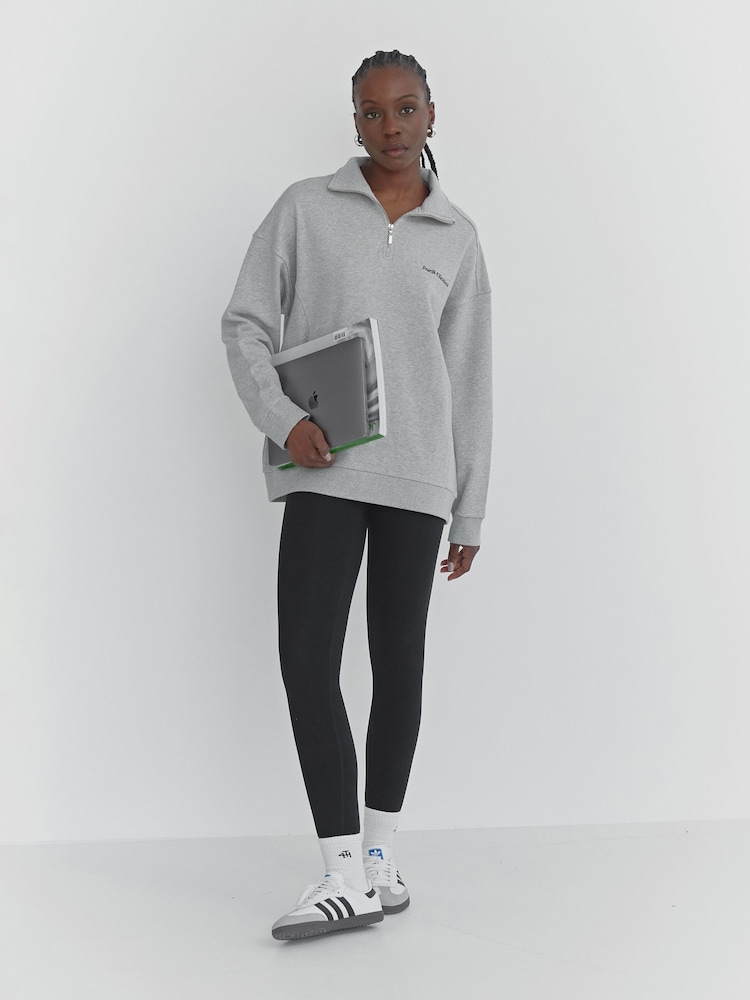 4th & Reckless Grey Marla Half Zip Polo 100% Cotton Sweatshirt - Image 1 of 3 4th & Reckless Grey Marla Half Zip Polo 100% Cotton Sweatshirt - Image 1 of 3