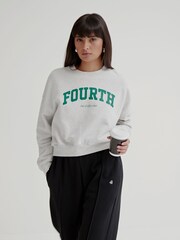 4th & Reckless Grey Gracie Cropped Fourth 100% Cotton Sweatshirt - Image 1 of 6