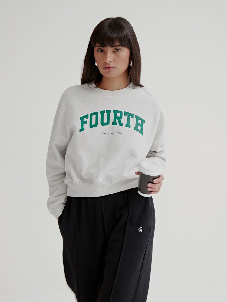 4th & Reckless Grey Gracie Cropped Fourth 100% Cotton Sweatshirt - Image 1 of 6