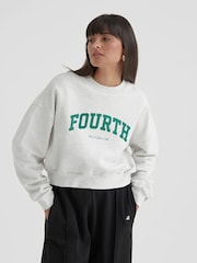 4th & Reckless Grey Gracie Cropped Fourth 100% Cotton Sweatshirt - Image 5 of 6