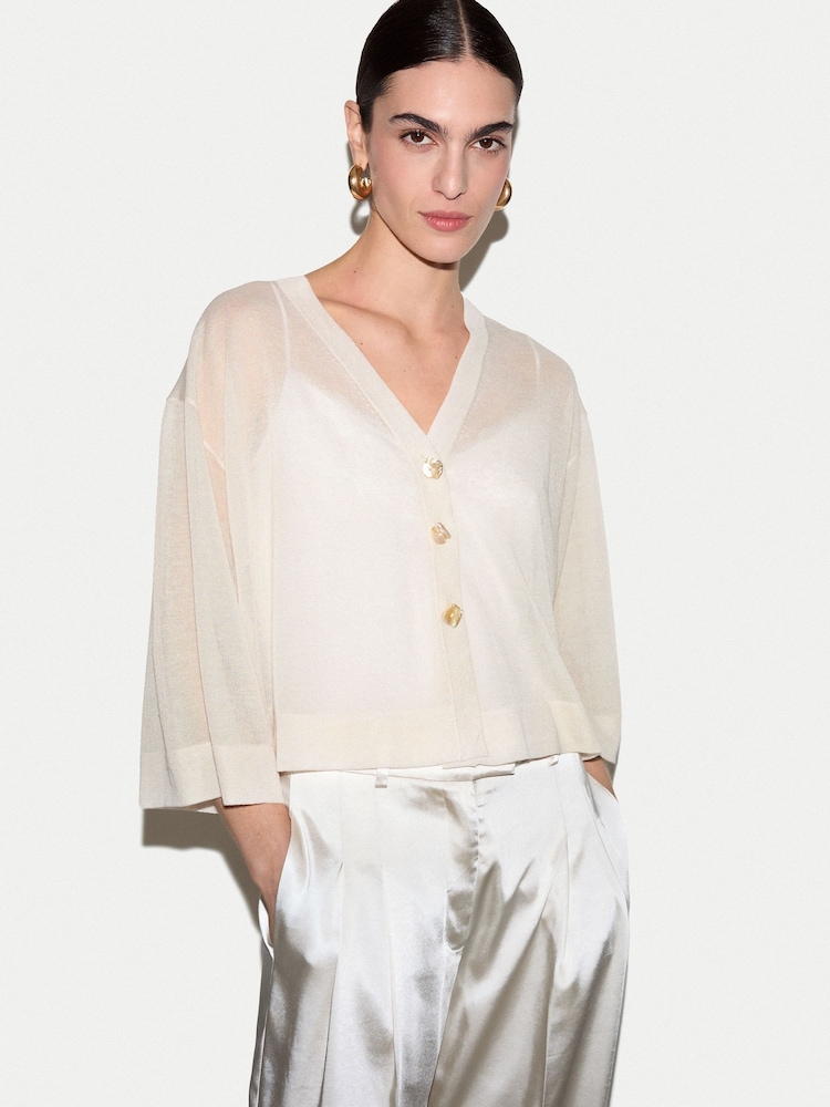 Jigsaw White Sheer Cardigan - Image 1 of 5 Jigsaw White Sheer Cardigan - Image 1 of 5