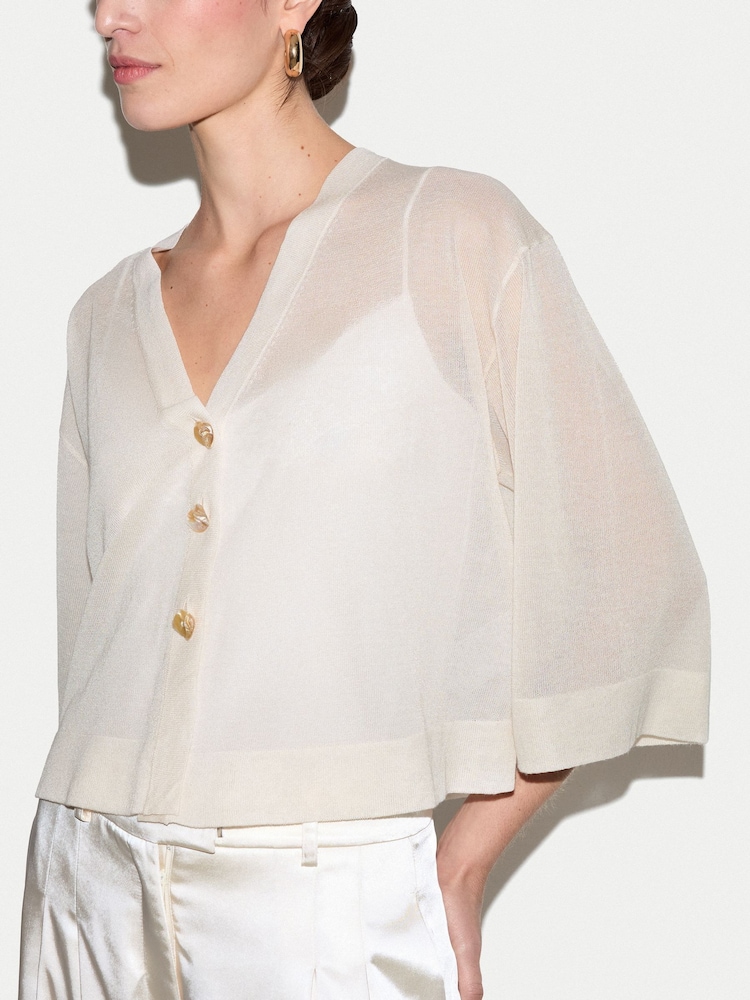 Jigsaw White Sheer Cardigan - Image 2 of 5 Jigsaw White Sheer Cardigan - Image 2 of 5