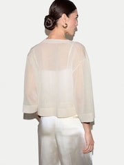Jigsaw White Sheer Cardigan - Image 4 of 5