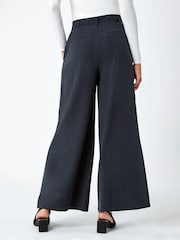 Roman Black Wide Leg Belted Stretch Trousers - Image 2 of 5