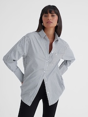4th & Reckless Black Haleema Stripe Classic Oversized Shirt - Image 1 of 6