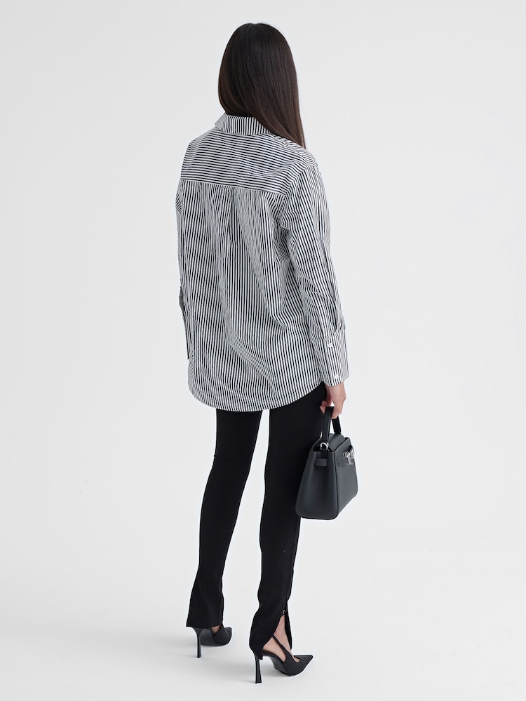 4th & Reckless Black Haleema Stripe Classic Oversized Shirt - Image 2 of 6