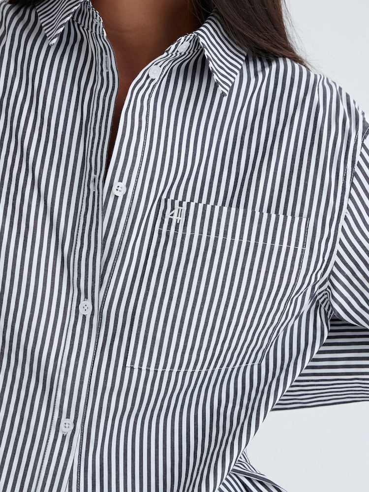 4th & Reckless Black Haleema Stripe Classic Oversized Shirt - Image 6 of 6