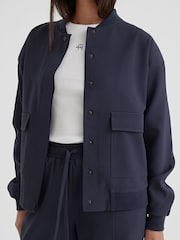 4th & Reckless Blue Teya Tailored Boxy Bomber Jacket - Image 4 of 4