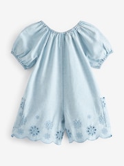 Denim 100% Cotton Broderie Playsuit (3mths-7yrs) - Image 5 of 6