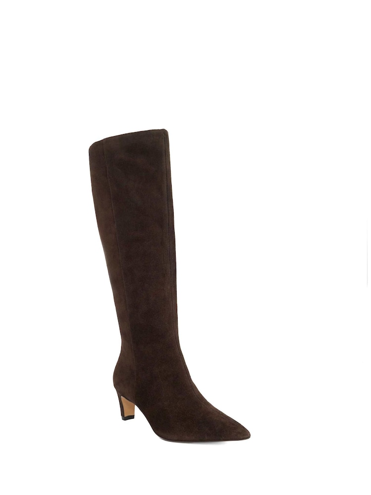 Dune London Brown Wide Fit Smoulder Knee High Boots - Image 1 of 5 Dune London Brown Wide Fit Smoulder Knee High Boots - Image 1 of 5