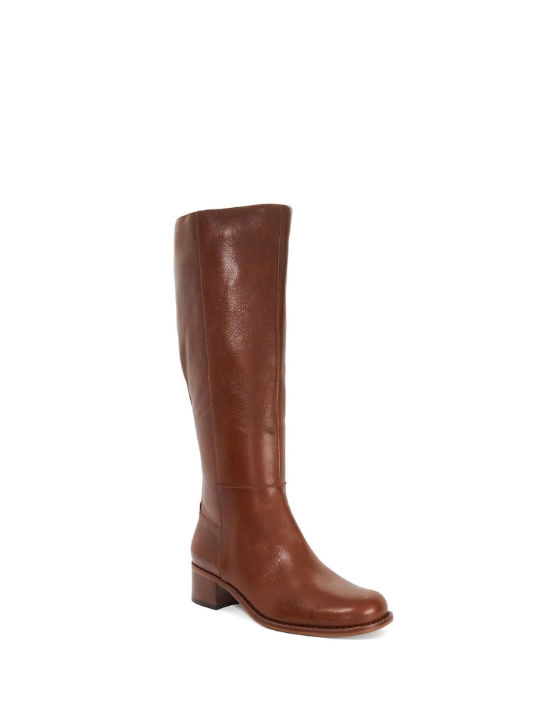 Dune London Tan Brown Wide Fit Turner Knee High Boots - Image 1 of 1 Dune London Tan Brown Wide Fit Turner Knee High Boots - Image 1 of 1