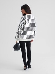 4th & Reckless White Anni Stripe Boucle Paris 100% Cotton Sweatshirt - Image 3 of 5