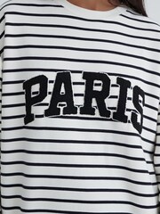4th & Reckless White Anni Stripe Boucle Paris 100% Cotton Sweatshirt - Image 4 of 5