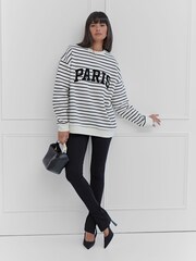 4th & Reckless White Anni Stripe Boucle Paris 100% Cotton Sweatshirt - Image 5 of 5