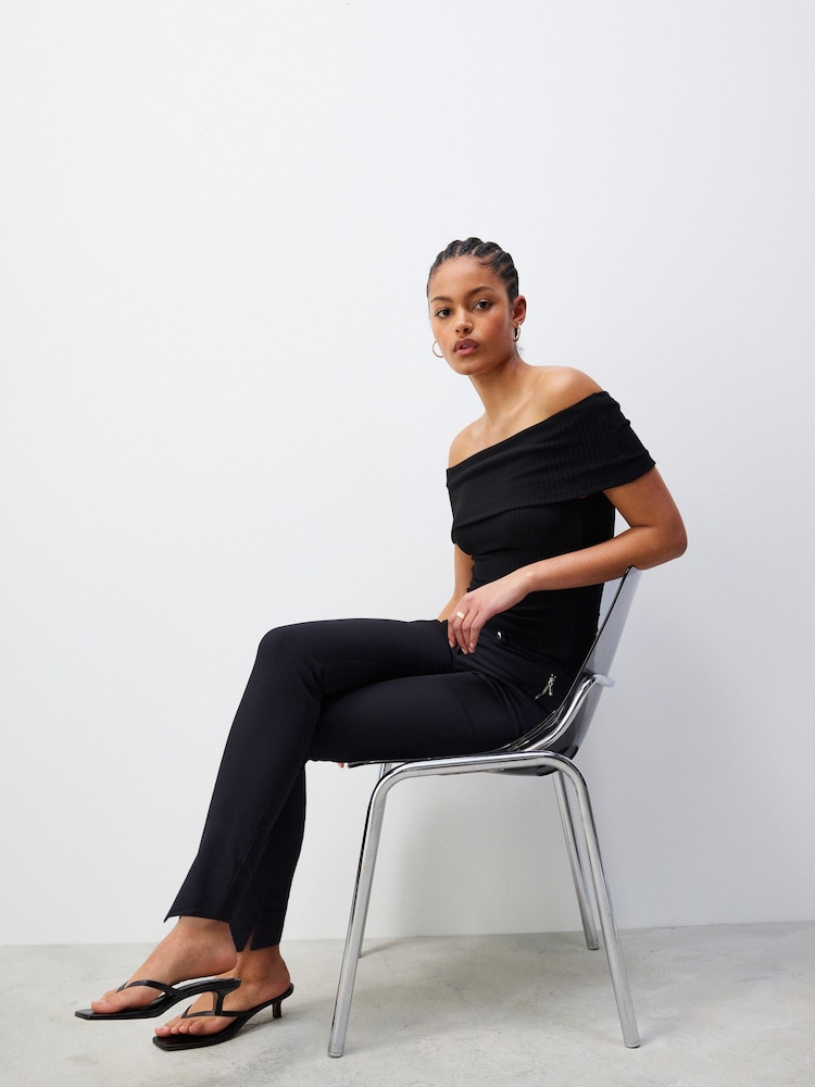 Black Zip Detail Skinny Trousers - Image 2 of 7