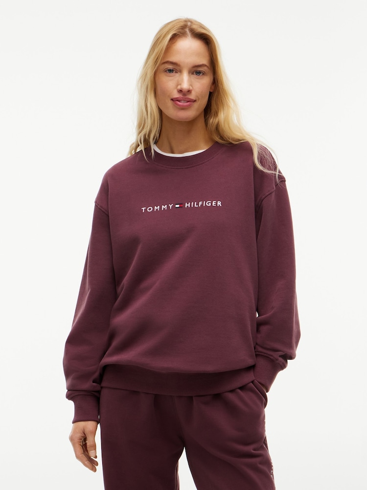 Tommy Hilfiger Brown Essential Terry Relaxed Lounge Sweatshirt - Image 1 of 5 Tommy Hilfiger Brown Essential Terry Relaxed Lounge Sweatshirt - Image 1 of 5
