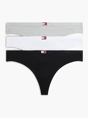 Tommy Hilfiger Black Heritage Logo Thongs 3 Pack - Image 1 of 1