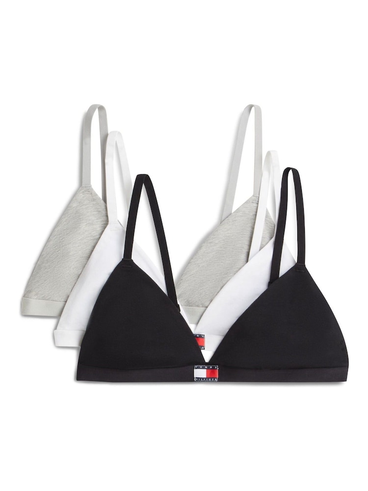 Tommy Hilfiger Black Heritage Logo Triangle Bras 3 Pack - Image 1 of 6 Tommy Hilfiger Black Heritage Logo Triangle Bras 3 Pack - Image 1 of 6