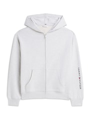 Tommy Hilfiger Light Grey Essential Terry Relaxed Zip-Thru Lounge Hoodie - Image 5 of 5