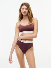 Tommy Hilfiger Brown Signature Logo Racerback Microfibre Bralette - Image 1 of 6