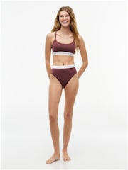 Tommy Hilfiger Brown Signature Logo Racerback Microfibre Bralette - Image 3 of 6