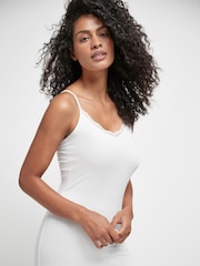 Black/White Lace Trim Cotton Blend Longline Vests 2 Pack - Image 5 of 8