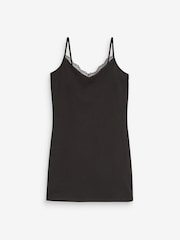 Black/White Lace Trim Cotton Blend Longline Vests 2 Pack - Image 7 of 8