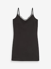 Black/White Lace Trim Cotton Blend Longline Vests 2 Pack - Image 8 of 8