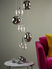 Dar Lighting Silver Quinn 6 Light Ceiling Light Pendant - Image 1 of 4