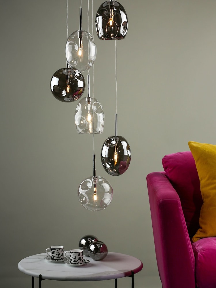 Dar Lighting Silver Quinn 6 Light Ceiling Light Pendant - Image 1 of 4