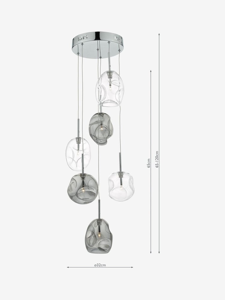 Dar Lighting Silver Quinn 6 Light Ceiling Light Pendant - Image 2 of 4