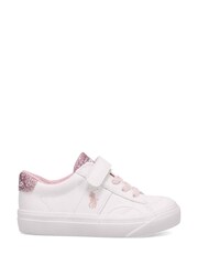 Polo Ralph Lauren White/Pink Kids Glitter Ryley Trainers - Image 1 of 4