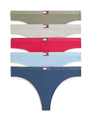 Tommy Hilfiger Pink 5-Pack Heritage Logo Thongs - Image 1 of 6