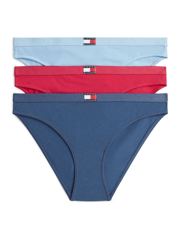 Tommy Hilfiger Blue Heritage Flag Logo Briefs 3 Pack - Image 1 of 6