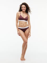 Tommy Hilfiger Brown Signature Logo Microfibre Thong - Image 3 of 5