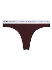 Tommy Hilfiger Brown Signature Logo Microfibre Thong - Image 5 of 5