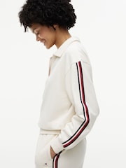 Tommy Hilfiger Ivory Global Stripe Relaxed Lounge Rugby Jumper - Image 4 of 5