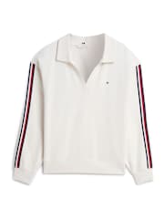 Tommy Hilfiger Ivory Global Stripe Relaxed Lounge Rugby Jumper - Image 5 of 5